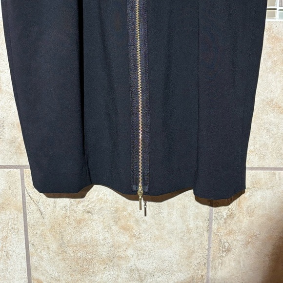 Rebecca Taylor Zipper Detailing Zipper Back Shift Dress 2 Black Gold - Picture 2 of 6